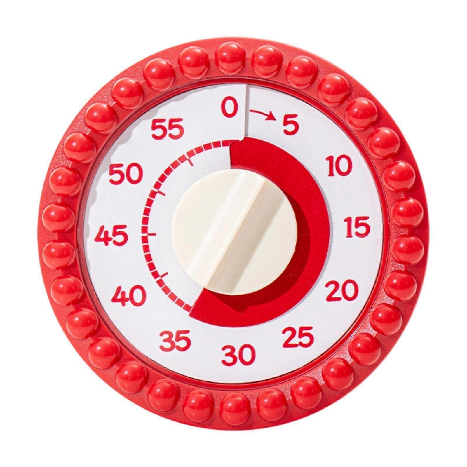 Kitchen Timer with Visual Countdown Dial and Magnetic Back, Battery Mechanical Timer, Red