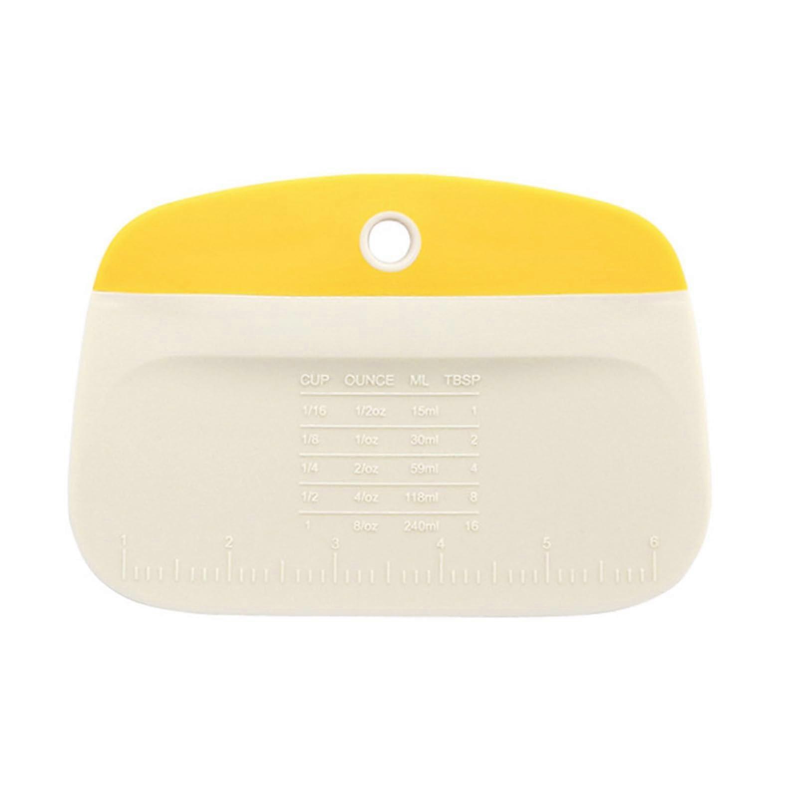 Pastry Scraper and Dough Cutter with Yellow NonSlip Handle, Precise Baking Bread Tool 15x10.5cm