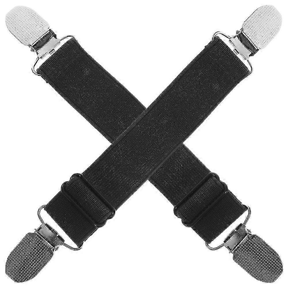 2 Pcs Elastic Adjustable Boot and Pant Straps with Clip for Outdoor Pants Fixing