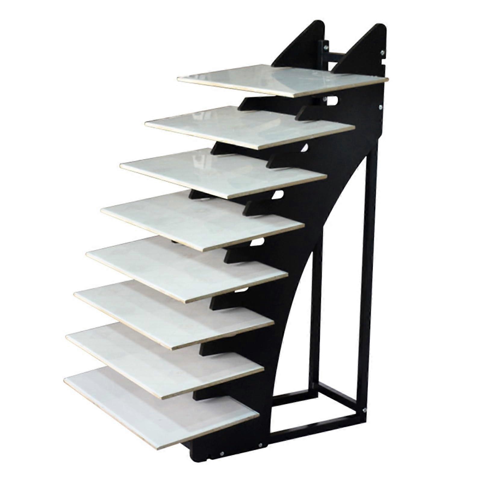 Tile Display Stand with 17 Slots, Durable Iron Wood Ceramic Tile Sample Rack for Showroom