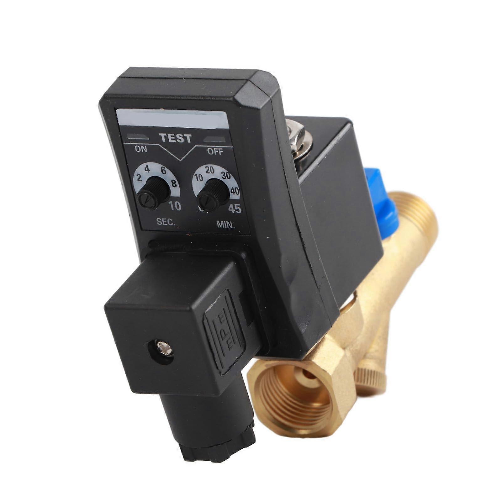 Automatic Drain Valve G1/2 DN15 Brass, Electronic Timed Condensate Valve for Air Compressor AC110V