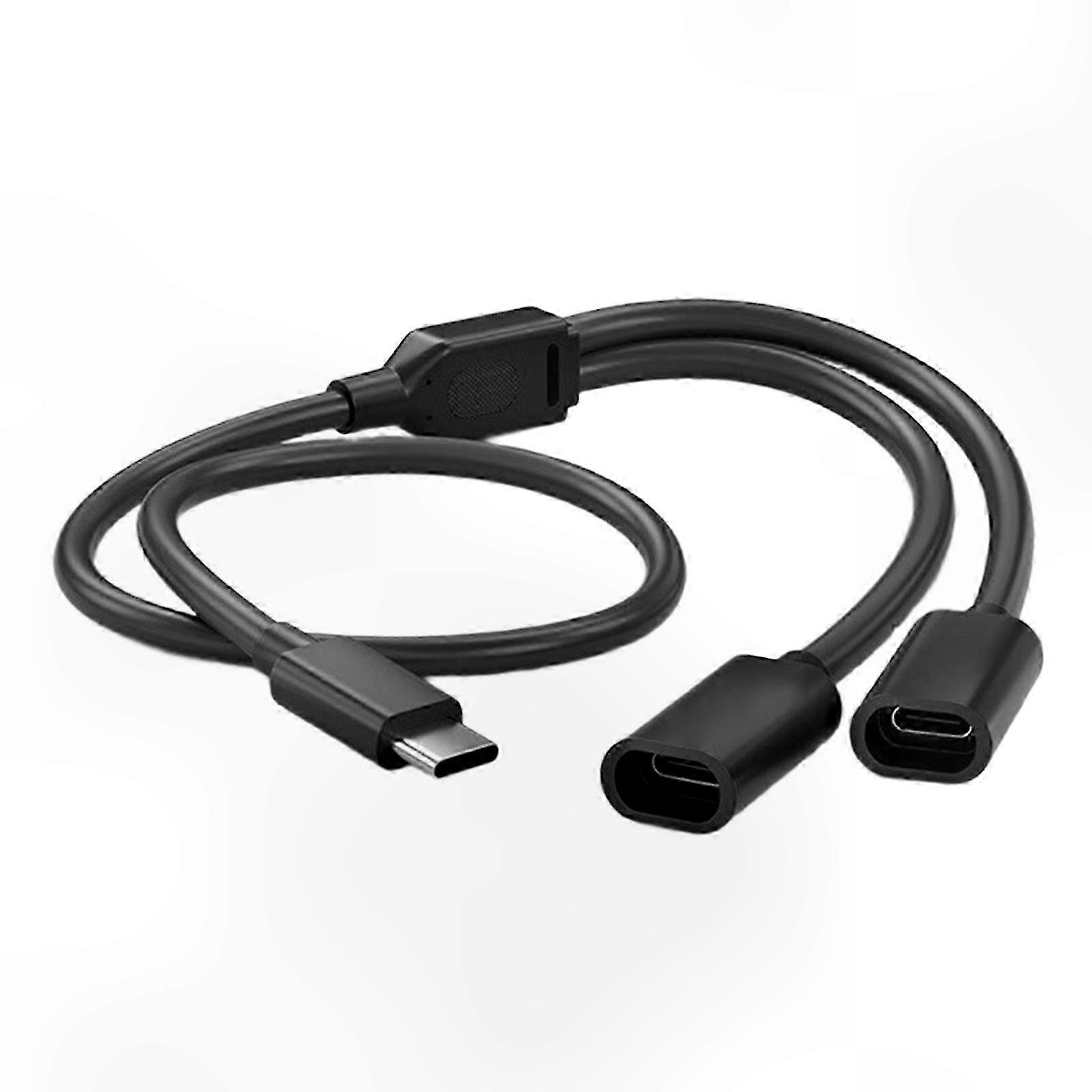 Dual Panel Solar Charger Cable Type C Splitter for Outdoor Security Camera Power Supply Installation White