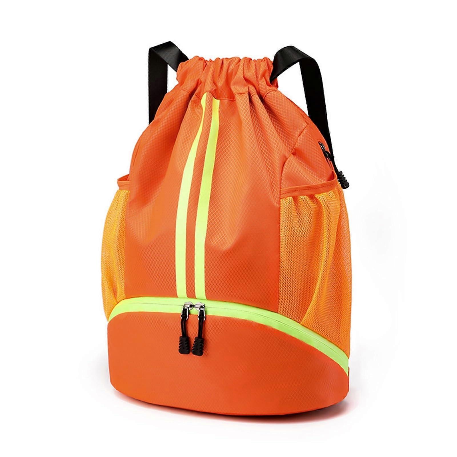 Swimming Backpack with WetDry Separation, Large Capacity Sports Drawstring Bag Orange