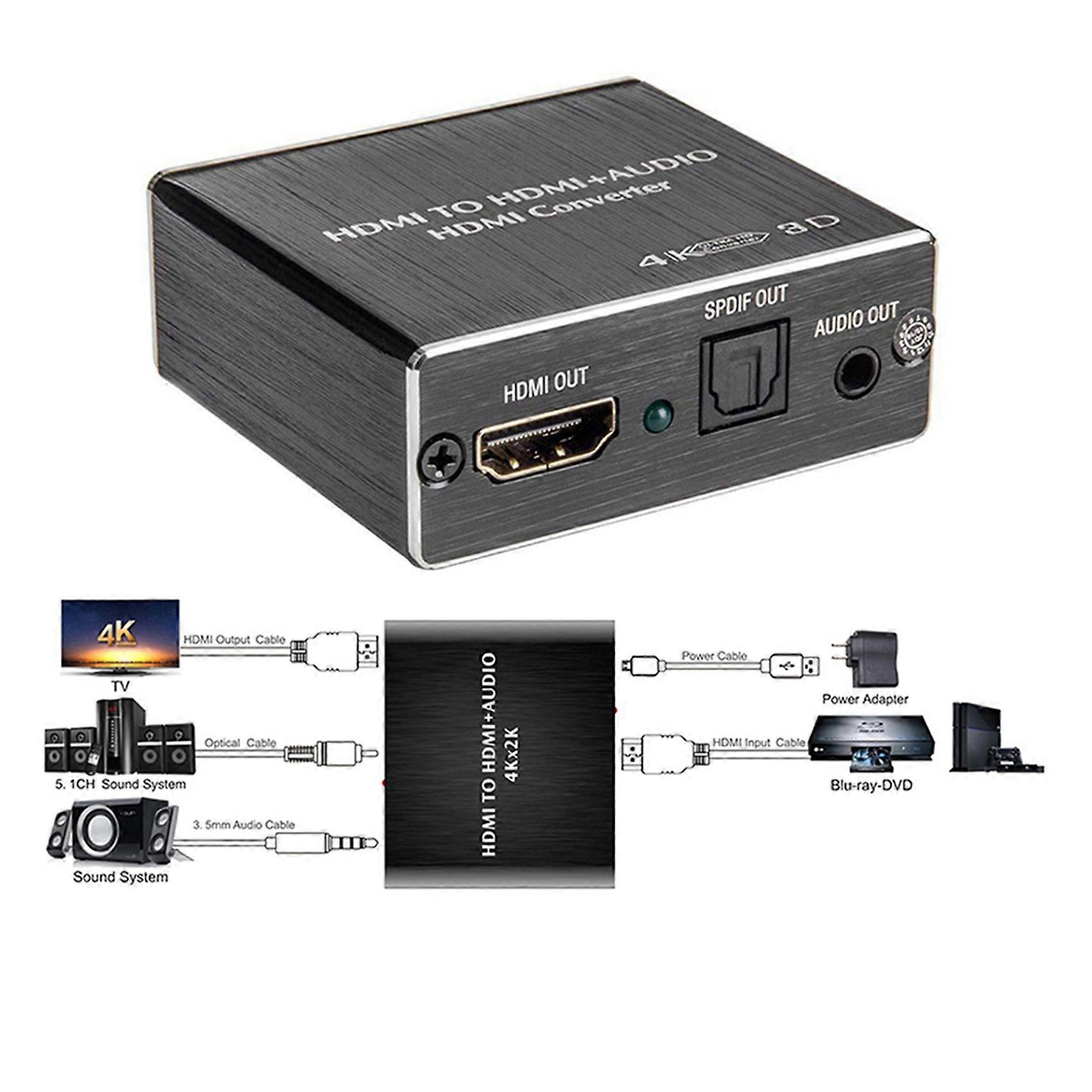 2X HDMI-Compatible Audio Converter Spdif Audio Extractor Stereo Extractor Optical
