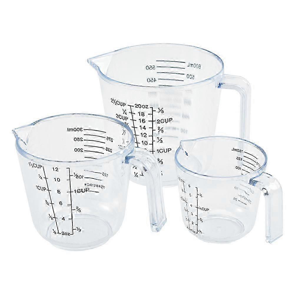 3pcs Transparent Graduated Cups Baking Cups Liquid Measuring Cups with Scale