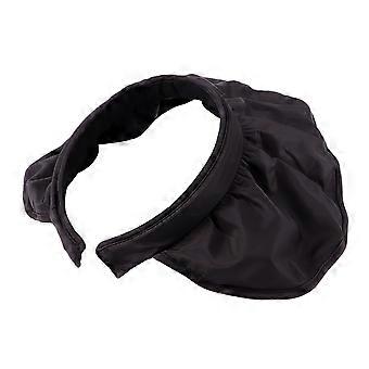 Chapeau de plage à large bord pour femme noire, offrant une protection solaire optimale.