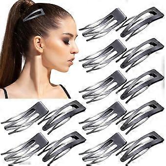 KinZon 24 Pieces Double Grip Hair Clips Metal Snap Hair Clips Women Hair Barrettes for Hair Making, Salon Supplies (Black, 2 Inch)