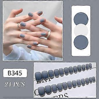 24 Pcs Glossy Light Blue False Nails, Gentle Wearable Fake Nails, Resin Press-On Nails for Women, DIY Nail Art at Home, Size 25-26