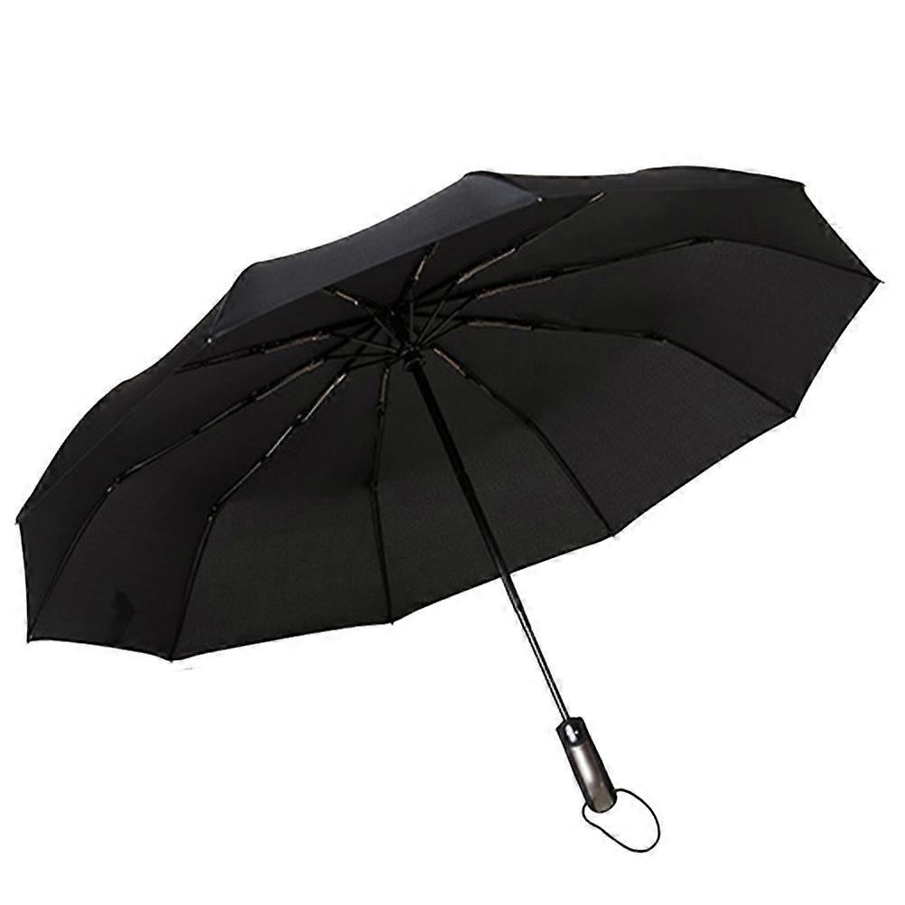 Folding Umbrella Windproof Compact Umbrella Auto Open Close Black