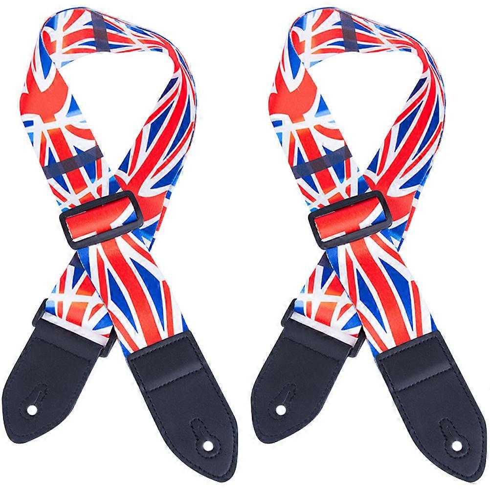Adjustable Guitar Shoulder Strap with Union Flag Pattern 2Pcs