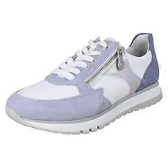Scarpe da ginnastica casual da donna Rieker Extra Wide con cerniera laterale 49010-12 - Pelle blu - Taglia UK 8 - Taglia EU 42 - Taglia US 10
