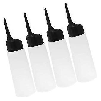 Transparent Plastic Applicator Bottle with Angled Tip for Home Hair Dyeing and Shampoo Storage 4pcs