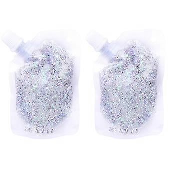 2pcs 1 Bag of Sequined Gel Body Facial Brilliant Paillette Glitter for Makeup Party Decor (Silver)