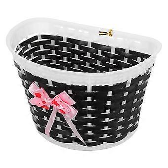 Bike Basket Front Black for Kids with Bowknot Design 2Pcs