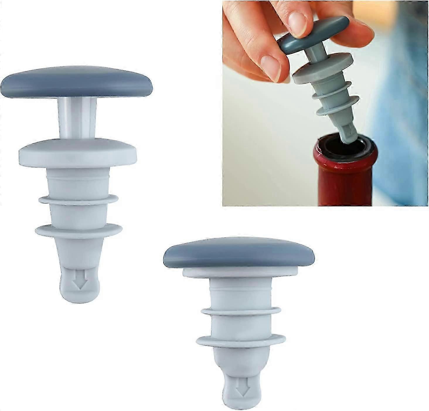 Wine Stoppers, 2pc Reusable Silicone Adjustable (Blue)