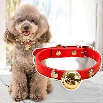 Pink Pet Collar with Bell, Adjustable Soft Bone Pattern for Cats and Dogs