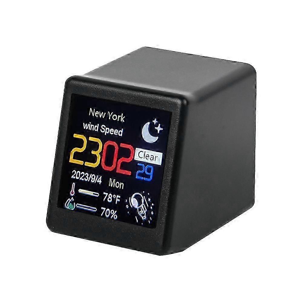 Smart WiFi Weather Station Mini Desktop Clock, Auto-Sync Time, Temperature, Humidity, Alarm Clock