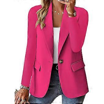 Women/s Long Sleeve Blazers, Simple Button Pocket, White, Office, Commuter, Monochromatic, /