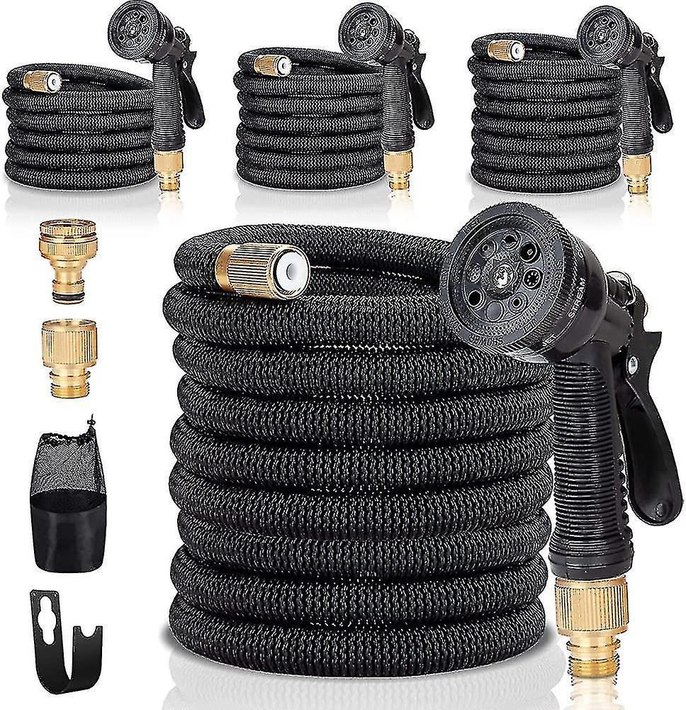 Wall-mounted Hose Reel Flexible Hose 30m / 100ft, Multifunction Nozzle, Fabric