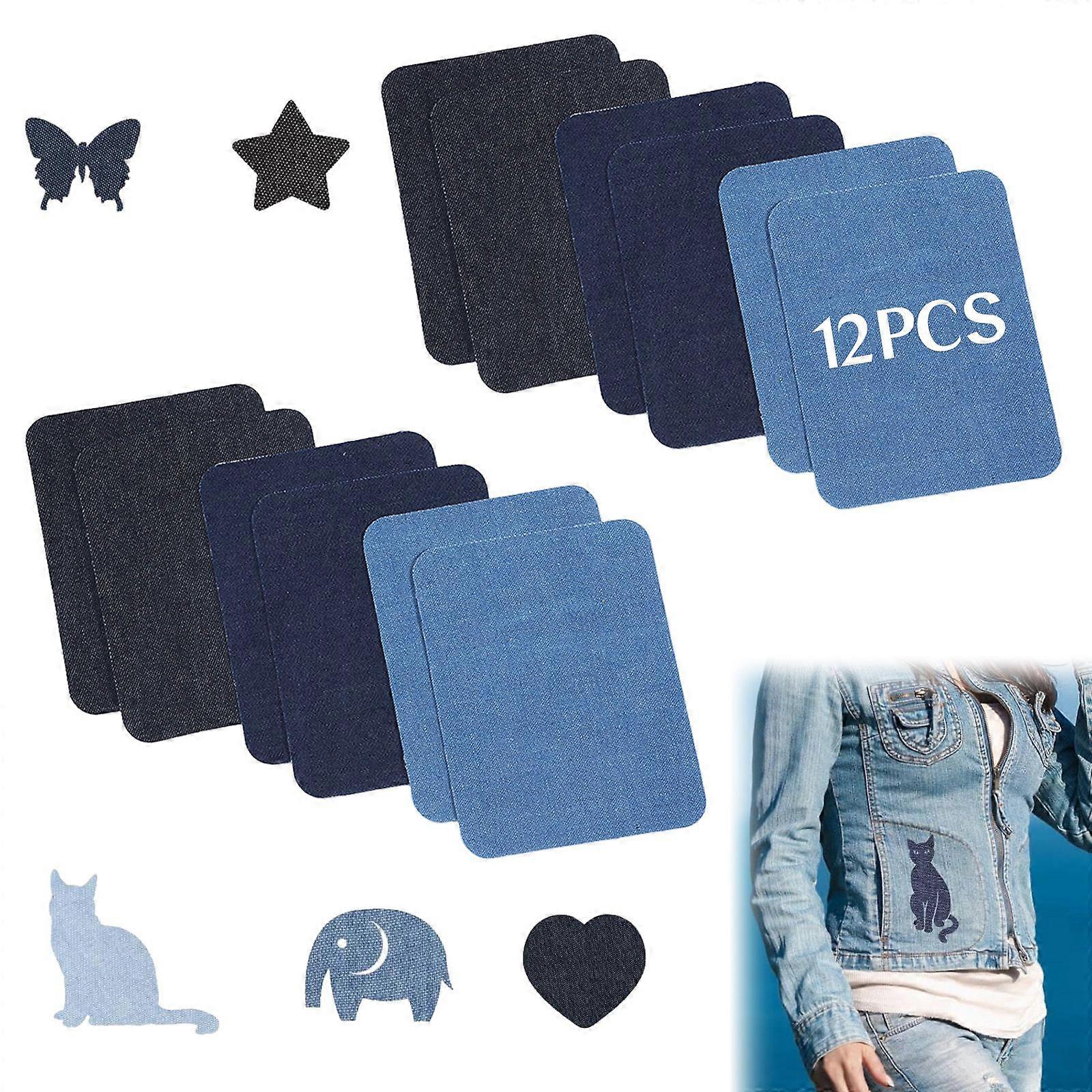 12PCS denim patches - square