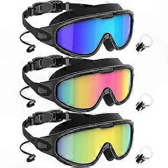 Wide View Swim Goggles with UV400 Protection Anti-Fog and Leak-Free Design compatible with Adults 3-Pack Unisex
