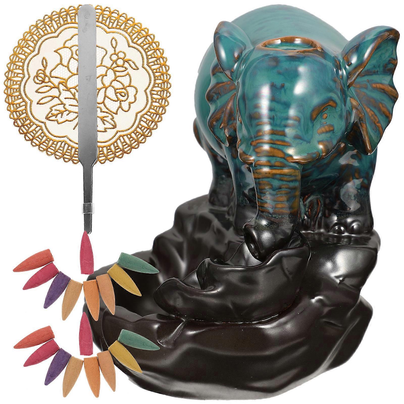 Backflow Incense Burner Elephant Design for Aromatherapy 2Sets