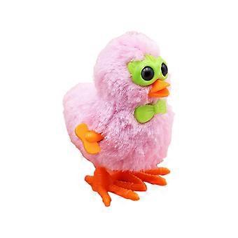 Interactive Easter Bounce Chick Toy, Multicolor Plush & Plastic, Clockwork Jumping Chicken for Kids