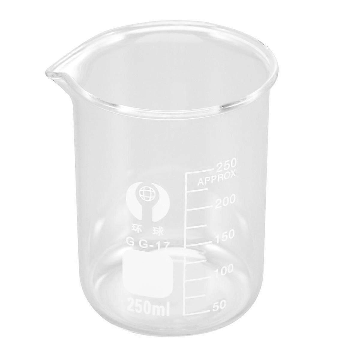 Bécher en verre de 250 ml, de qualité supérieure et durable, gradué, pour la cuisine et les usages domestiques (dosage d'eau, verrerie de chimie, WD).