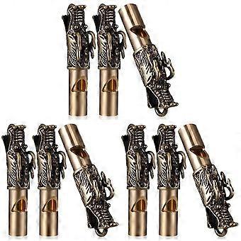Dragon Whistles Brass Loud Whistle for Camping Signal 9Pcs Golden Set