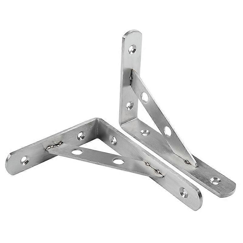 Stainless Steel Wall Corner Shelf Bracket Silver Right Angle Solid Brace(2set, silver)