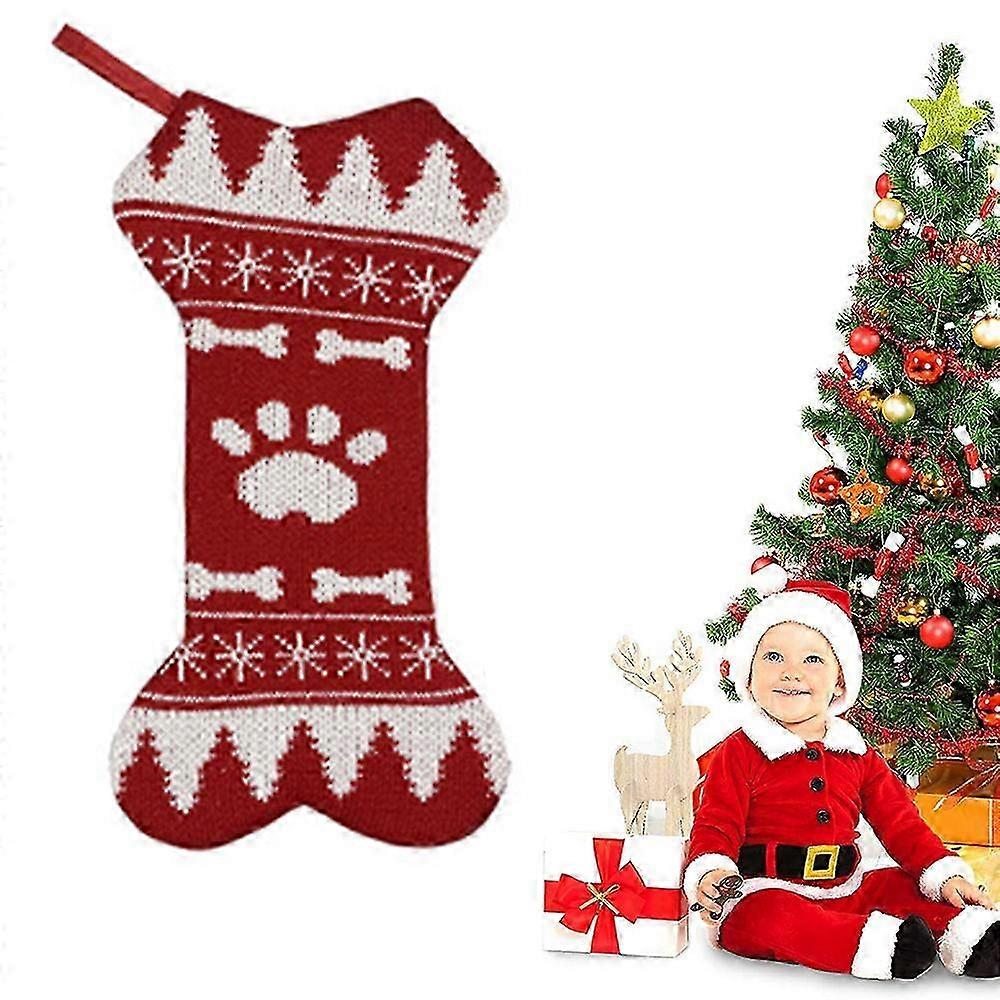 Rustic Bone Dog Stocking Double-Knit Design