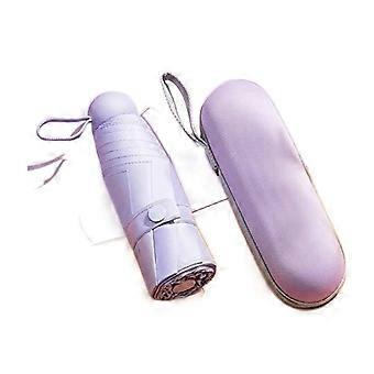 Compact Travel Umbrella UV Protection Folding Sun Rain DualUse Lightweight FiveFold Purple