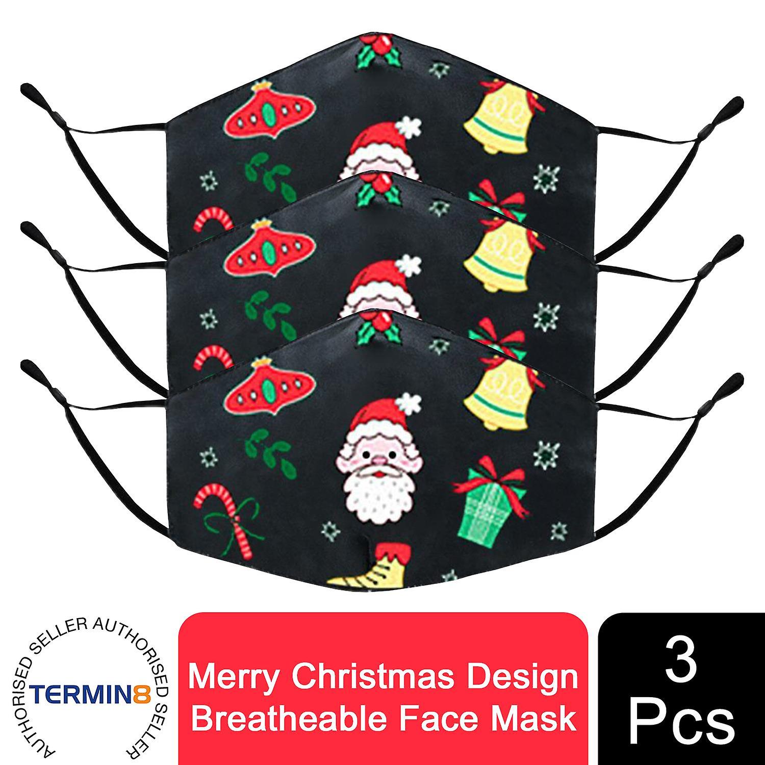 3x Termin8 Merry Christmas Design Breathable Masks- Design 12