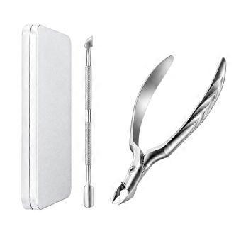 Manual Cuticle Nipper with Curved Handles and Return Spring, Stainless Steel Tool for Hand and Foot Grooming Tasks  Silver