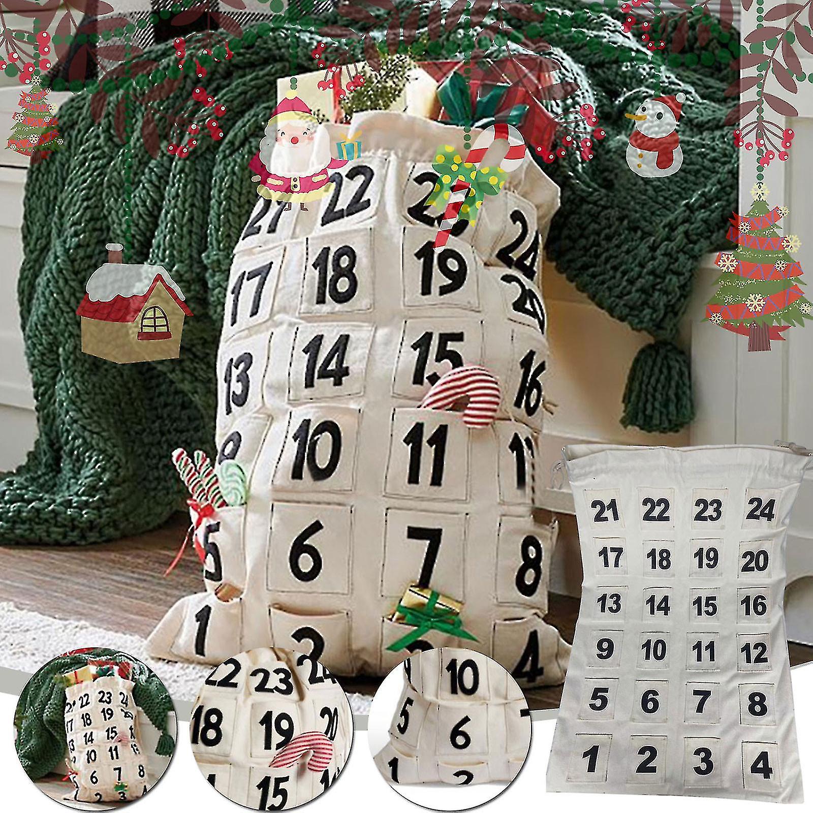 Christmas 24 Days Countdown Gift Toy Storage Bag With 24 Small Pockets
