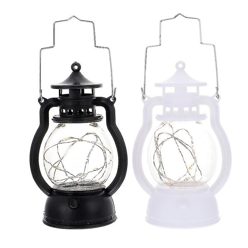2pcs Handheld Retro Lantern Creative Decorative Lamp Electronic Candle Light