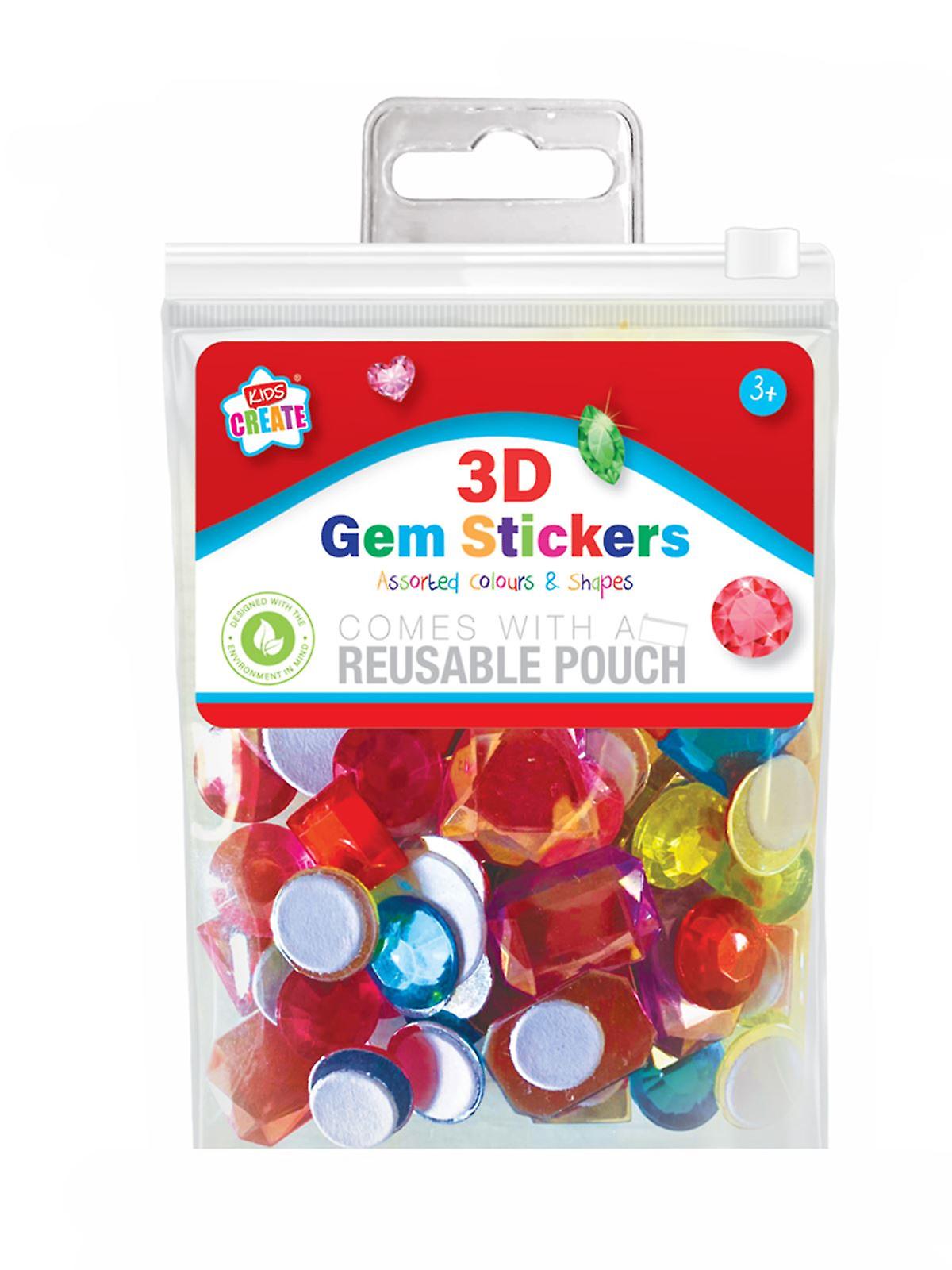 Kids Create 3D Gem Stickers In Assorted Colours & Shapes Ages 3+