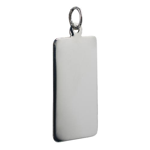 9ct White Gold 26x13mm plain oblong Disc