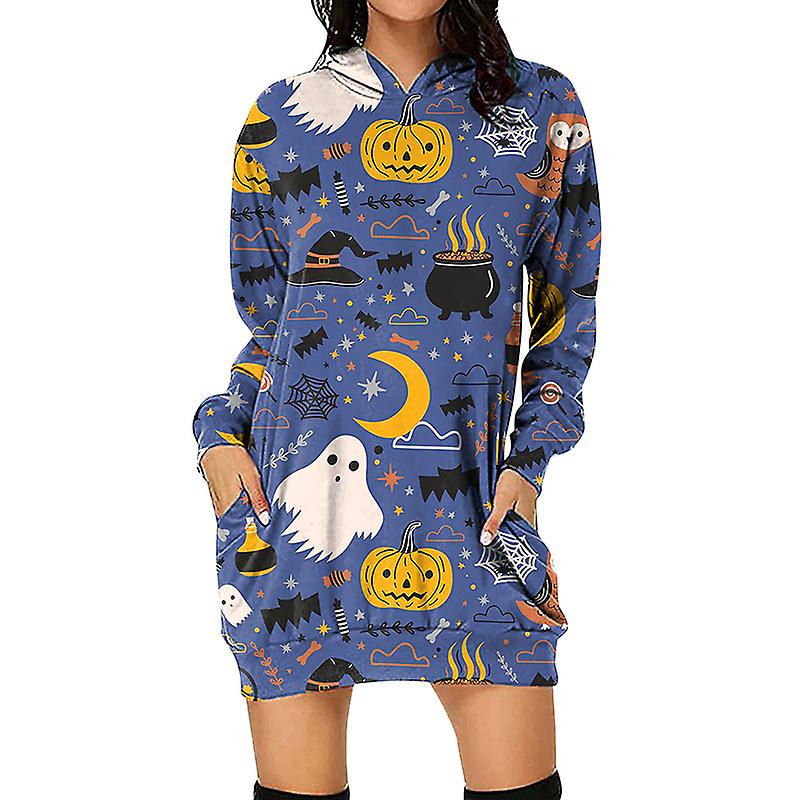 Women Halloween Skull Printed Sweatshirt Dress Outdoor Pullover Hoodie With  Pockets Dresses | Fruugo IT