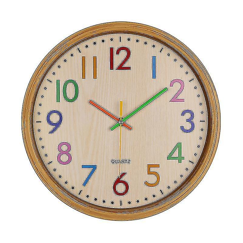 12 Inch/30cm Kids Wall Clock, Silent Non Ticking, Battery Operated, Easy To Read Clock For Kids Room