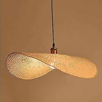 Lustre En Bambou Tissé - Suspension Réglable E27 - Décoration Salon, Restaurant - 55cm