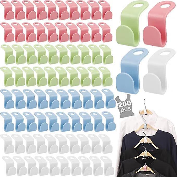 200 Pcs Clothes Hanger Connector Hooks, 4 Colors Magic Hanger Hooks Heavy Duty Cascading Connection Hooks