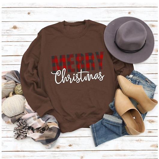 Pullover Women's Autumn And Winter Fashion Merry Christmas Letter Printing Top Ladies New Arrival Christmas Loose Round Neck Long Sleeves