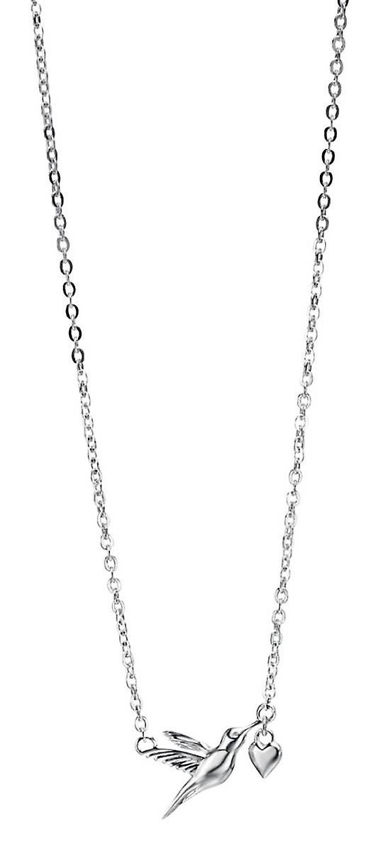 Elements Silver Hummingbird and Heart Necklace - Silver