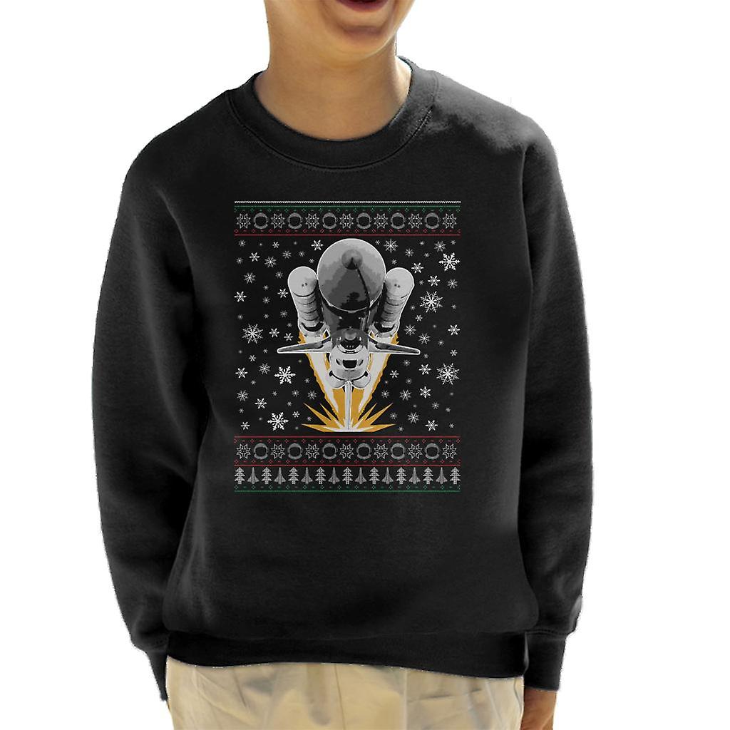 NASA Shuttle Launch Christmas Knit Pattern Kid's Sweatshirt