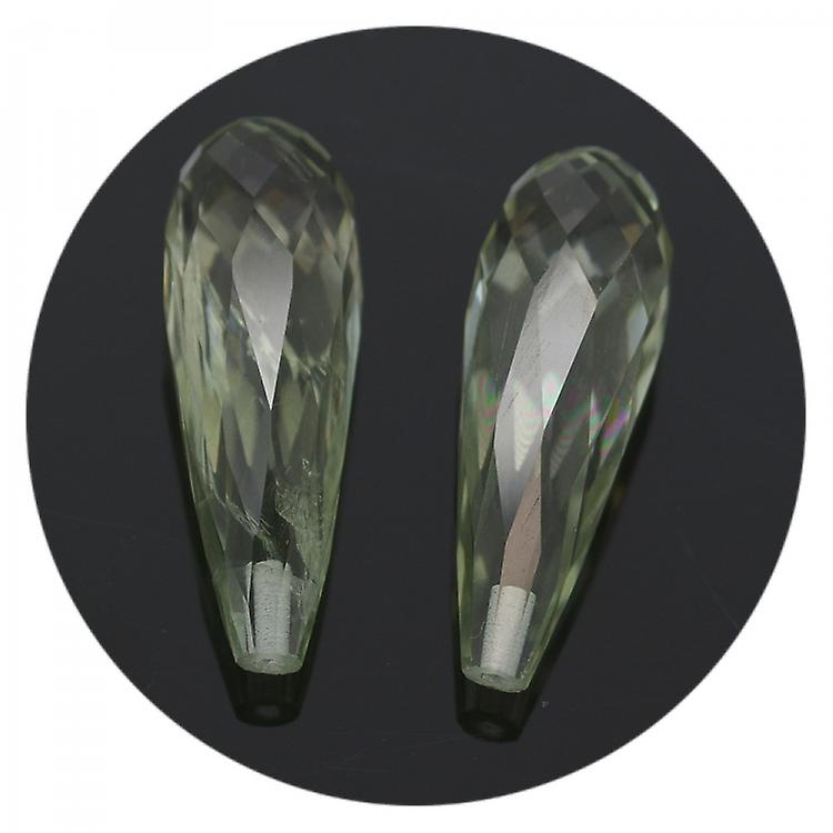 12.93ct Set Prasiolite Briolette Cut awo24