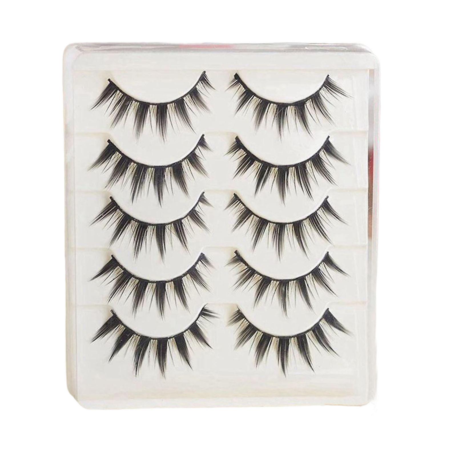 5 Pairs False Eyelashes Pack Lengthening Eyelashes Tail 3d Effect Lashes