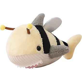 Cute Bumblebee Shark Stuffed Ocean Toy Soft Yellow Bee Shark Plush Japanese Anime Lifelike Shark Dolls Plushie Honeybee Shark  17.7''(only For Age 14+