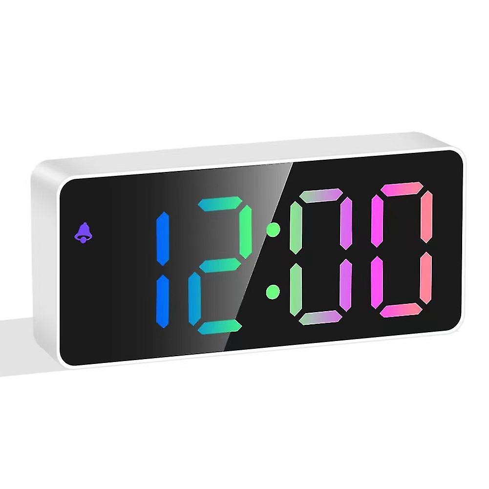Rainbow Colored Led Digital Alarm Clock,snooze, Adjustable Volume, Easy Operation, Outlet Powered F