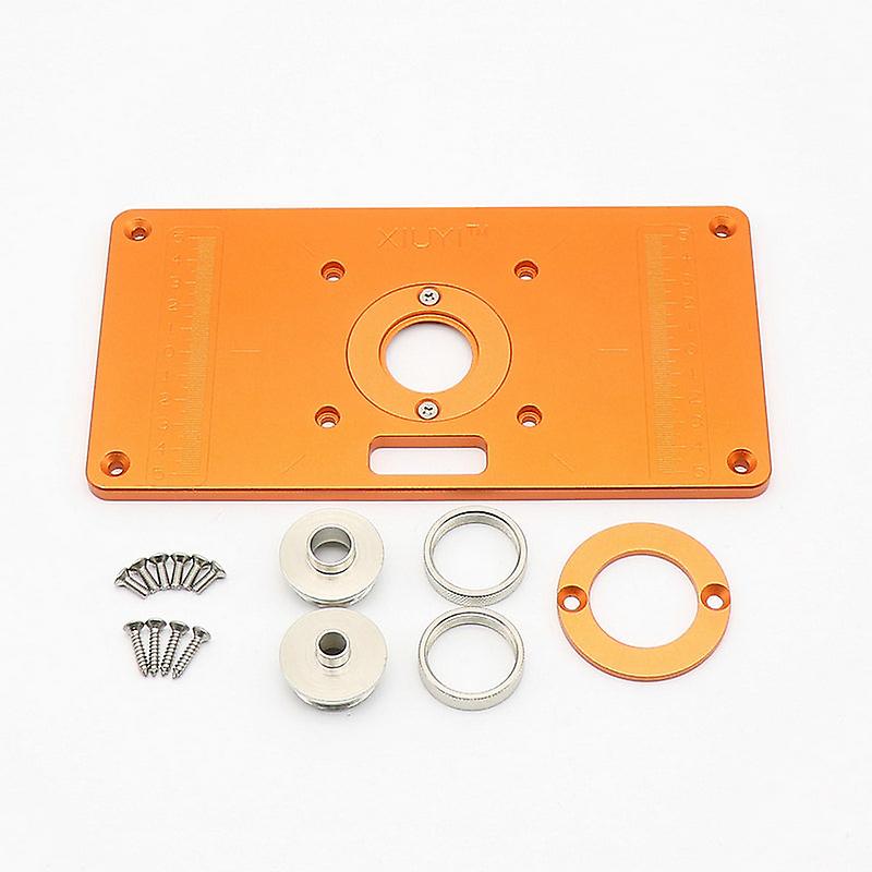 Trimming Machine Flip Board Auxiliary Tools Aluminum Router Table Insert Plate W/ 6 Insert Rings Universal Woodworking Tools